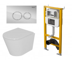 Комплект D&K DS1021614 (Унитаз подвесной безободковый торнадо DT1026516, Инсталляция DI8050127, Клавиша смыва DB1529001 хром)