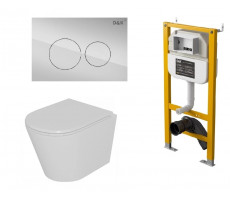 Комплект D&K DS1021615 (Унитаз подвесной безободковый DT1026016, Инсталляция DI8050127, Клавиша смыва DB1529001.2, хром)