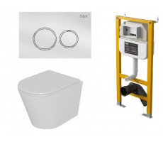 Комплект D&K DS1021616 (Унитаз подвесной безободковый DT1026016, Инсталляция DI8050127, Клавиша смыва DB1529016, белый)