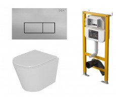 Комплект D&K DS1021617 (Унитаз подвесной безободковый DT1026016, Инсталляция DI8050127, Клавиша смыва DB1499002, матовый хром)