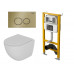 Комплект D&K DS1391624 (Унитаз подвесной безободковый DT1396516, Инсталляция DI8050127, Клавиша смыва DB1529007, матовое золото)