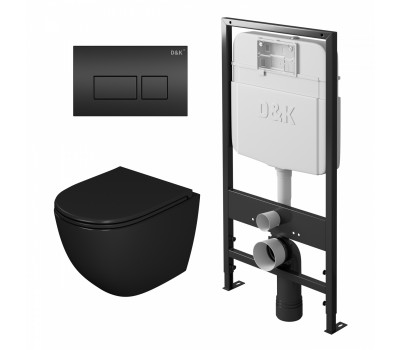 Комплект D&K DS1392501 (унитаз DT1396025, инсталляция DI8055119, клавиша смыва DB1439025 черный матовый)