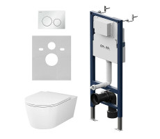 Инсталляция с подвесным унитазом FlashClean с сиденьем микролифт и клавишей AM.PM Func IS90101.8F1701 белый 