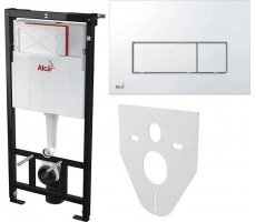 Инсталляция для унитаза AlcaPlast AM101/1120-4:1 RU M571-0001 с клавишей смыва, хром Инсталляция для унитаза AlcaPlast AM101/1120-4:1 RU M571-0001 с клавишей смыва, хром