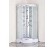 Душевая кабина 100х100 см LORANTO SUNWAY CS-6610-13FW 100 с низким поддон 13 см, белый кирпичный узор, матовое стекло