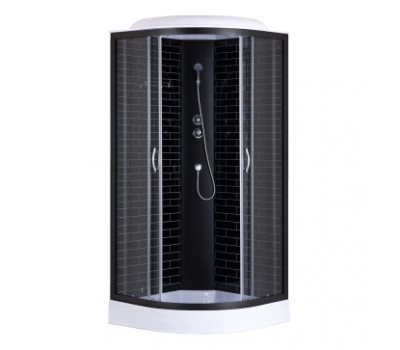 Душевая кабина 90х90 см LORANTO CS669013GB90 черный кирпичный узор, прозрачное стекло 4мм, профиль черный