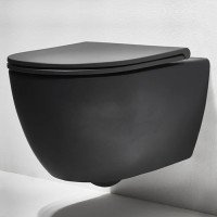 Унитаз подвесной 56х37 см, безободковый, Simas Trevi TRV18nero matt черный матовый