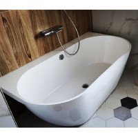 Ванна пристенная из литого мрамора с щелевым сливом Aquastone Бали 170х85 цвет белый матовый