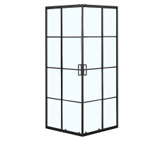 Душевое ограждение 90х90см Loranto CS-211F-90 прозрачное стекло "Лофт клетка" 6 мм, профиль черный матовый