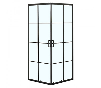 Душевое ограждение 90х90см Loranto CS-211F-90 прозрачное стекло "Лофт клетка" 6 мм, профиль черный матовый