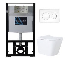 Сет AZARIO AZ-8010-1000+AZ-8200-0012+AZ-0052 инсталляция с панелью смыва + унитаз Teramo (квадратный) с сидением микролифт+ клавиша 0012, белая Сет AZARIO AZ-8010-1000+AZ-8200-0012+AZ-0052 инсталляция с панелью смыва + унитаз Teramo (квадратный) с сидением микролифт+ клавиша 0012, белая