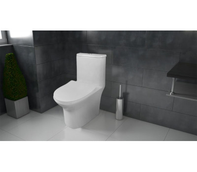 Унитаз-моноблок Azario Sente AZ-8614 напольный, безободковый, горизонтальный слив, сиденье дюропласт микролифт Унитаз-моноблок Azario Sente AZ-8614 напольный, безободковый, горизонтальный слив, сиденье дюропласт микролифт