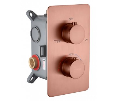 Смеситель встроенный с термостатом 2-х проходной CELL COPPER BRUSHED Boheme 134-2-CB брашированная медь 