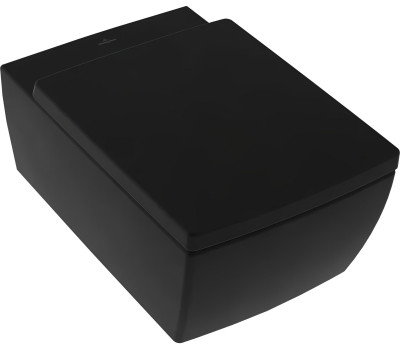 Унитаз подвесной Villeroy&Boch Memento 2.0 4633R0R7 с открытым смывным краем, настенный, с DirectFlush, Pure Black CeramicPlus