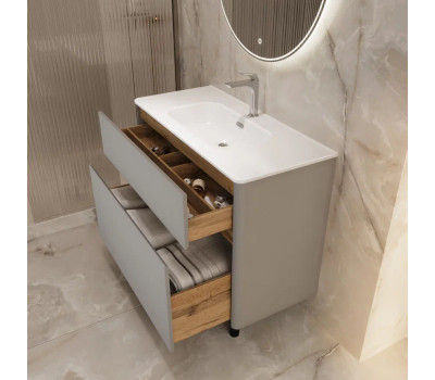 Тумба 1Marka Mona 100Н 2я агатовый серый раковина Ц0000043674 