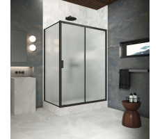 Угловые душевые ограждения 120х90см Vegas-Glass ZP+ZPV Protec 02M 10 профиль черный матовый, стекло сатин Угловые душевые ограждения 120х90см Vegas-Glass ZP+ZPV Protec 02M 10 профиль черный матовый, стекло сатин