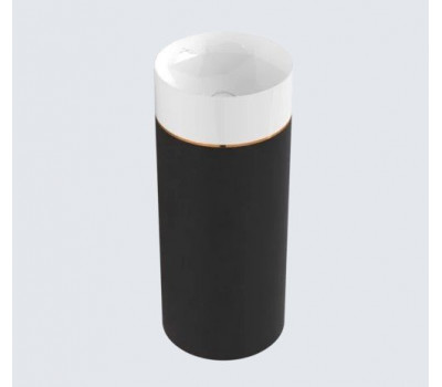 Раковина с пьедесталом 40x40 см Villeroy & Boch Octagon 417000PU Jet Black Leather Черная кожа