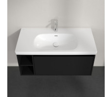 Тумба под раковину, 1 выдвижной ящик 2 открытые ниши Villeroy & Boch Skyla C79000VL цвет Volcano Black Тумба под раковину, 1 выдвижной ящик 2 открытые ниши Villeroy & Boch Skyla C79000VL цвет Volcano Black