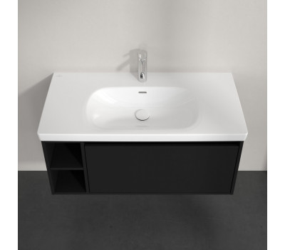 Тумба под раковину, 1 выдвижной ящик 2 открытые ниши Villeroy & Boch Skyla C79000VL цвет Volcano Black Тумба под раковину, 1 выдвижной ящик 2 открытые ниши Villeroy & Boch Skyla C79000VL цвет Volcano Black