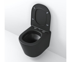 Унитаз торнадо Grossman GR-4441BMSQ подвесной БЕЗОБОДКОВЫЙ черный матовый  с тонкой крышкой