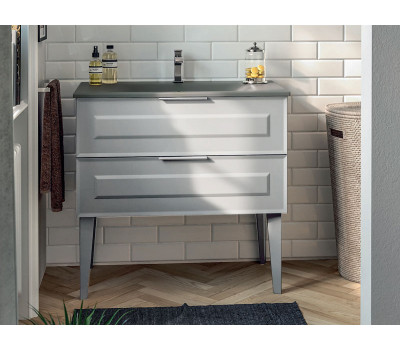 Тумба под раковину с 2-мя выдвижными ящиками BERLONI BAGNO SUITE VINTAGE SUVBS2C105C/100/MMSL100 цвет белый глянцевый
