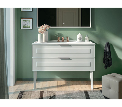 Тумба под раковину с 2-мя выдвижными ящиками BERLONI BAGNO SUITE VINTAGE SUVBS2C105C/110/MMSL110 цвет белый матовый