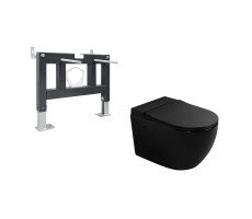 Комплект ABBER подвесной унитаз Bequem AC1108PMB белый с импульсным смывом с инсталляцией AC0101P 