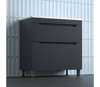 Тумба напольная Style Line Остин под раковину Фортуна 80 2 ящ графит эмаль PLUS ЛС-00002396 
