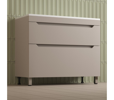 Тумба напольная Style Line Остин под раковину Фортуна 100 2 ящ крем эмаль PLUS ЛС-00002401 