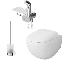 Набор подвесной унитаз с гигиеническим душем AM.PM Sensation CK30H0904W Белый; хром Набор подвесной унитаз с гигиеническим душем AM.PM Sensation CK30H0904W Белый; хром
