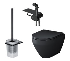 Набор подвесной унитаз с гигиеническим душем, черный AM.PM Spirit V2.0 CK70H1103B Черный 