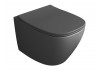 Подвесной безободковый унитаза SIMAS JUNIPER KJU 18 black matt, черный матовый, сидение микролифт