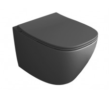 Подвесной безободковый унитаза SIMAS JUNIPER KJU 18 black matt, черный матовый, сидение микролифт