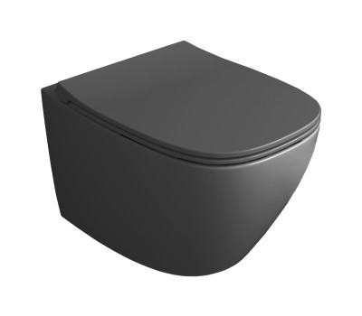 Подвесной безободковый унитаза SIMAS JUNIPER KJU 18 black matt, черный матовый, сидение микролифт