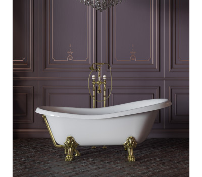 Ванна 185x82 Migliore MILADY на лапах LEONE LUX, белая, слив/перелив бронза 