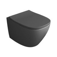 Подвесной безободковый унитаза SIMAS JUNIPER KJU 18 black matt, черный матовый, сидение микролифт