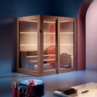 Сауна 180х150 Gruppo Treesseх SA1815DX01AVL SX (левый вариант), подсветка, фронтальная дверь стекло/дерево