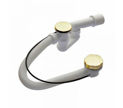 Сифон для ванны автомат Alcadraiin (AlcaPlast) A55GOLD-RU-01 комплект металл/металл, цвет золота 