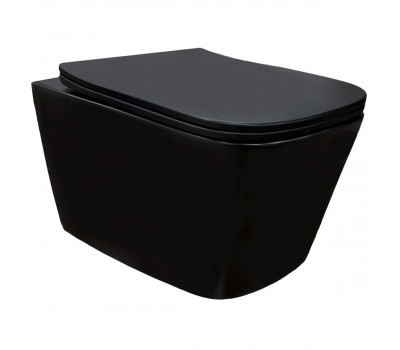 Унитаз подвесной Azario Cascad-Black AZ-2303A-MB безободковый, Торнадо, с быстросъемным сиденьем "Микролифт", черный матовый