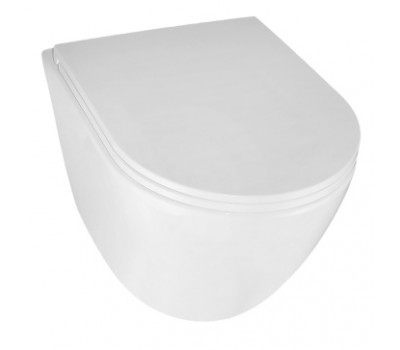 Унитаз подвесной Azario Эклат AZ-2381-A безободковый, система смыва "Скрытое Торнадо", с быстросъемным сиденьем микролифт