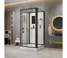 Душевая кабина Niagara Standart ST90/15Q/BL/BK (90х90х200) квадрат, поддон 15см, распашная, профиль черный, без крыши 