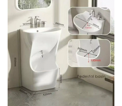 Комплект 2 в 1 раковина для омовения SantiLine SL-4030 глянцевый белый