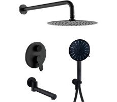 Встраиваемый душевой комплект со смесителем ALMAes Ruver, черный 3 режима TVZ-8830 Встраиваемый душевой комплект со смесителем ALMAes Ruver, черный 3 режима TVZ-8830