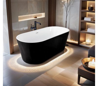 Ванна акриловая 170х75 см Loranto CS-03mB-170 отдельностоящая, в комплекте с сифоном и опорными ножками, черный Ванна акриловая 170х75 см Loranto CS-03mB-170 отдельностоящая, в комплекте с сифоном и опорными ножками, черный