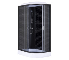 Душевая кабина 120х80 см Loranto CS-66120-13L GB 120 левосторонняя, поддон 13см, черный кирпичный узор, прозрачное стекло 4мм, профиль черный 
