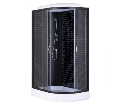 Душевая кабина 120х80 см Loranto CS-66120-13L GB 120 левосторонняя, поддон 13см, черный кирпичный узор, прозрачное стекло 4мм, профиль черный 