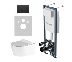 Инсталляция ErgoFit с подвесным унитазом без ободка с сиденьем микролифт и клавишей AM.PM Jupiter IS110338.DX77C1700 Белый, синий, черный Инсталляция ErgoFit с подвесным унитазом без ободка с сиденьем микролифт и клавишей AM.PM Jupiter IS110338.DX77C1700 Белый, синий, черный