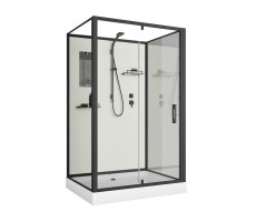 Душевая кабина Niagara Standart ST100/80/15Q/BL/BK (100х80х200) прямоугольник, поддон 15см, распашная, профиль черный, без крыши 