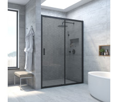 Дверь в душевой проем Vegas-Glass ZP NOVO h2000 180 02M 07, профиль черный матовый, стекло графит