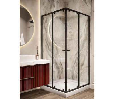 Уголок душевой 80х80см PARLY ZQ81B с поддоном, черный матовый